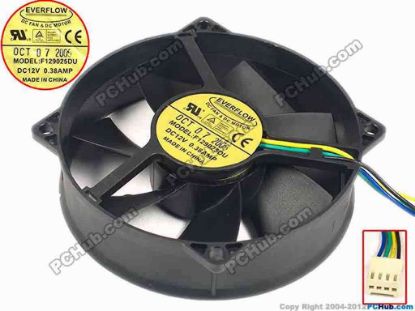 89654 Everflow F129025DU Server - Round Fan F129025DU, dia92x25, w220x4x4, 12V 0.38A Everflow F129025DU Server - Round Fan 