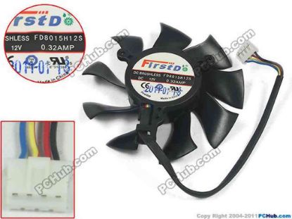 89704 Firstd FD8015H12S Server - Frameless / GPU Fan 4-wire , 12V 0.32A Firstd FD8015H12S Server - Frameless / GPU Fan