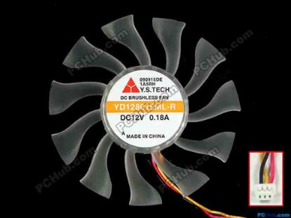 89708 Y.S TECH YD128015ML-R Server - Frameless / GPU Fan w75x3x3, 12V 0.18A Y.S TECH YD128015ML-R Server - Frameless / GPU Fan