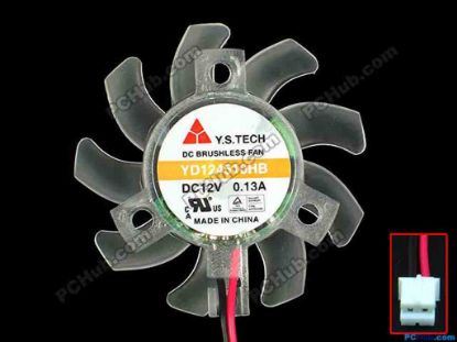 89711 Y.S TECH YD124510HB Server - Frameless / GPU Fan W45x2x2, 12V 0.13A Y.S TECH YD124510HB Server - Frameless / GPU Fan 
