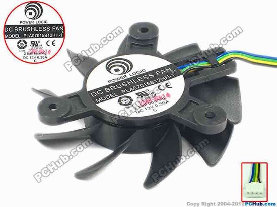 89754 Power Logic PLA07015B12HH-1 Server - Frameless / GPU Fan 12V 0.30A, W80x4x4, D65x12 , Black Power Logic PLA07015B12HH-1 Server - Frameless / GPU Fan 