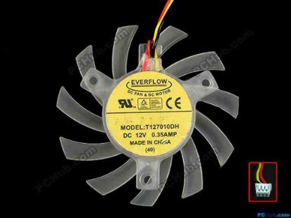 89765 Everflow T127010DH Server - Frameless / GPU Fan dia65x65x12, w60x3x3, 12V 0.35A Everflow T127010DH Server - Frameless / GPU Fan 