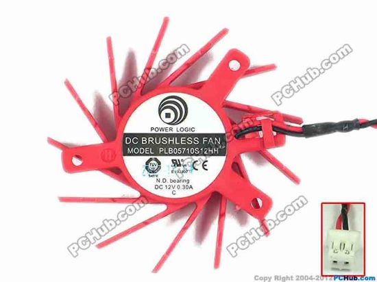 89797 Power Logic PLB05710S12HH Server - Frameless / GPU Fan ia50x50x10, w50x2x2, 12V 0.3A, red Power Logic PLB05710S12HH Server - Frameless / GPU Fan 