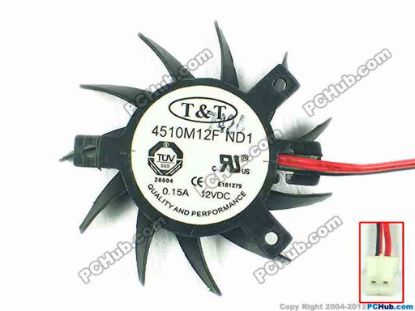 89809 T&T 4510M12F Server - Frameless / GPU Fan ND1, dia42x42x10, 2-wire, 12V 0.15A T&T 4510M12F Server - Frameless / GPU Fan 