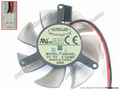 89817 Everflow T125010SL Server - Frameless / GPU Fan 12V 0.13A, W105x2x2, D45x10, Trans Grey Everflow T125010SL Server - Frameless / GPU Fan 