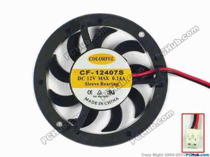 89820 COLORFUL CF-12407S Server - Round Fan 2-wire, 12V 0.14A COLORFUL CF-12407S Server - Round Fan 