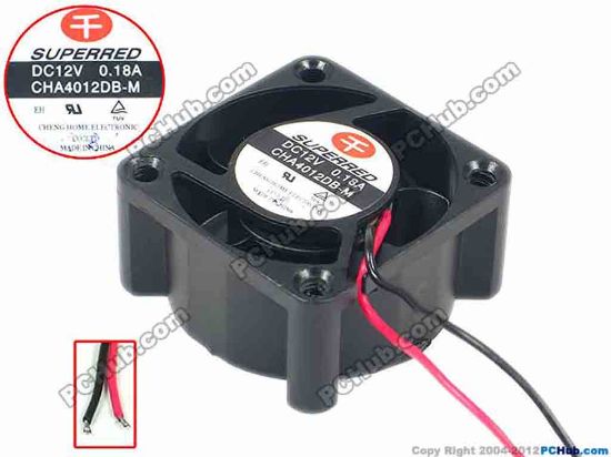 89925 Superred CHA4012DS-M Server - Square Fan sq40x40x20, 2-wire , 12V 0.18A  Superred CHA4012DS-M Server - Square Fan 