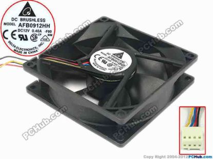 90128 Delta Electronics AFB0912HH Server - Square Fan -F00 , sq90x90x25, w210x3x3, 12V 0.40A Delta Electronics AFB0912HH Server - Square Fan 