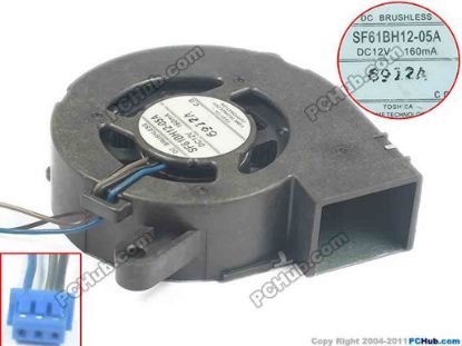 90226 Toshiba SF61BH12-05A Server - Blower Fan bw60x60x18, w125x3x3, 12V 160mA Toshiba SF61BH12-05A Server - Blower Fan 