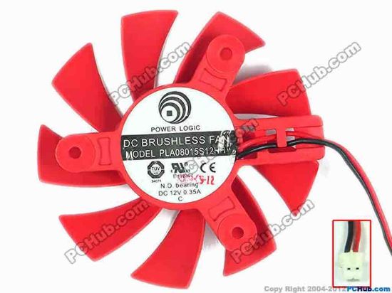 90271 Power Logic PLA08015S12HH Server - Frameless / GPU Fan dia80x80x15, w100x2x2, 12V 0.35A, Red Power Logic PLA08015S12HH Server - Frameless / GPU Fan