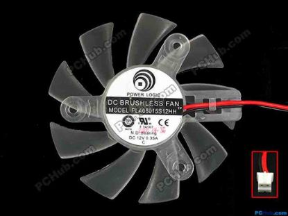 90285 Power Logic PLA08015S12HH Server - Frameless / GPU Fan dia80x80x25, w130x2x2, 12V 0.35A, White Power Logic PLA08015S12HH Server - Frameless / GPU Fan 