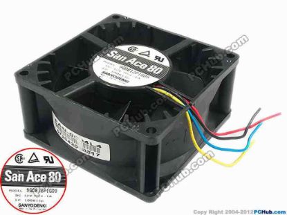 90395 Sanyo Denki 9G0812P1G09 Server - Square Fan sq80x80x38, 4-wire, 12V 1.1A Sanyo Denki 9G0812P1G09 Server - Square Fan 