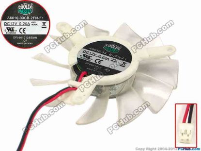 90494 Cooler Master A6010-33CB-2FN-F1 Server - Frameless / GPU Fan DF0601012SEMN, dia55x55x10, w70x2x2, 12V 0.20A Cooler Master A6010-33CB-2FN-F1 Server - Frameless / GPU Fan 