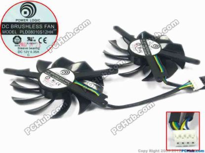 90503 Power Logic PLD08010S12HH Server - Frameless / GPU Fan dia75x75x10, w80x8x4, 12V 0.35A, 2 fan Power Logic PLD08010S12HH Server - Frameless / GPU Fan 