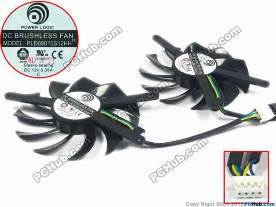 90503 Power Logic PLD08010S12HH Server - Frameless / GPU Fan dia75x75x10, w80x8x4, 12V 0.35A, 2 fan Power Logic PLD08010S12HH Server - Frameless / GPU Fan 