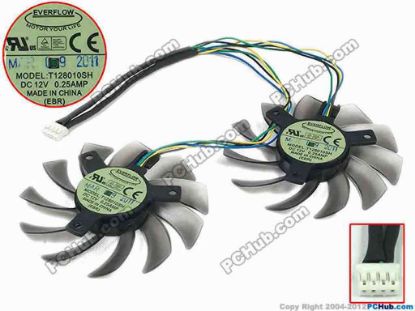 90609 Everflow T128010SH Server - Frameless / GPU Fan dia75x75x10.5, w175x8x4, 12V 0.25A 2 fan Everflow T128010SH Server - Frameless / GPU Fan