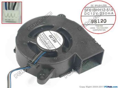 90674 Toshiba SF61BHH12-51A Server - Blower Fan bw60x60x18, w55x3x3, 12V 230mA Toshiba SF61BHH12-51A Server - Blower Fan 