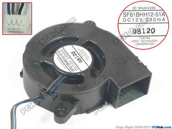 90674 Toshiba SF61BHH12-51A Server - Blower Fan bw60x60x18, w55x3x3, 12V 230mA Toshiba SF61BHH12-51A Server - Blower Fan 