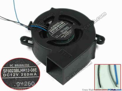 90679 Toshiba SF6023BLHH12-08E Server - Blower Fan bw60x60x23, w75x3x3, 12V 280mA Toshiba SF6023BLHH12-08E Server - Blower Fan 