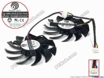 90733 Power Logic PLD08010S12HH Server - Frameless / GPU Fan dia75x10, w200x85x7x4, 12V 0.35A, dual fan Power Logic PLD08010S12HH Server - Frameless / GPU Fan 
