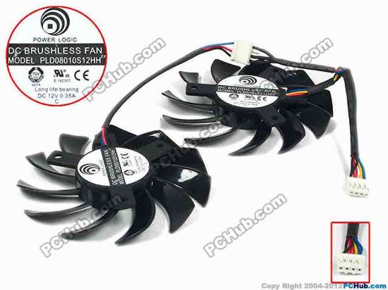 90733 Power Logic PLD08010S12HH Server - Frameless / GPU Fan dia75x10, w200x85x7x4, 12V 0.35A, dual fan Power Logic PLD08010S12HH Server - Frameless / GPU Fan 