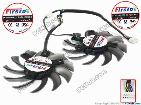 90734 Firstd FD7010H12D Server - Frameless / GPU Fan 12V 0.35A, W185x8x4, D75x10, 2 Fan, Black Firstd FD7010H12D Server - Frameless / GPU Fan 