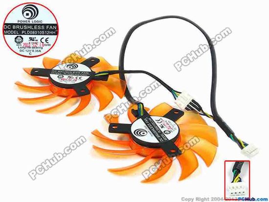 90737 Power Logic PLD08010S12HH Server - Frameless / GPU Fan dia75x10, w230x115x7x4, 12V 0.35A, Dual fan Power Logic PLD08010S12HH Server - Frameless / GPU Fan 