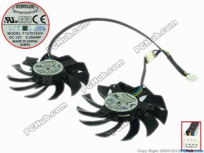 90740 Everflow T127010SH Server - Frameless / GPU Fan dia75x10, w230x110x7x4, 12V 0.35A, Dual fan Everflow T127010SH Server - Frameless / GPU Fan 