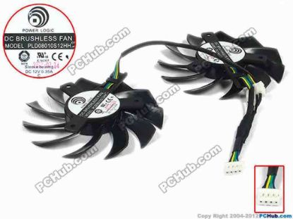 90743 Power Logic PLD08010S12HH Server - Frameless / GPU Fan dia75x10, w165x70x7x4, 12V 0.35A, dual fan Power Logic PLD08010S12HH Server - Frameless / GPU Fan 