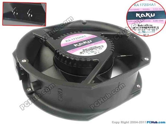 90866 Kaku KA1725HA1 Server - Round Fan AC 110-120V 0.65/0.55A, 170x150x51mm, New Kaku KA1725HA1 Server - Round Fan 