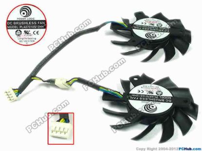 90898 Power Logic PLA07010S12HH Server - Frameless / GPU Fan DC 12V 0.50A, W110x7x4, Dia. 65x10mm, Black, 2 Fan Power Logic PLA07010S12HH Server - Frameless / GPU Fan 