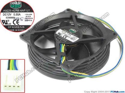 91119 Cooler Master A9225-42RB-4AP-U1 Server - Round Fan  FD9225S12S, dia90x9025, w220x4x4, 12V 0.55A Cooler Master A9225-42RB-4AP-U1 Server - Round Fan 