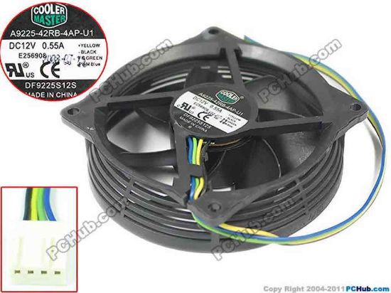 91119 Cooler Master A9225-42RB-4AP-U1 Server - Round Fan  FD9225S12S, dia90x9025, w220x4x4, 12V 0.55A Cooler Master A9225-42RB-4AP-U1 Server - Round Fan 