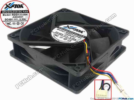 91225 XIFAN / Xinruilian RDD1232B4 Server - Square Fan -A44AN01, sq120x120x32, 4-wire, 48V 0.3A XIFAN / Xinruilian RDD1232B4 Server - Square Fan 
