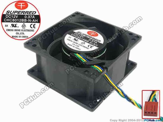91282 Superred CHC8012BB-N-AH Server - Square Fan sq80x80x38, w350x4x4, 12V 0.37A Superred CHC8012BB-N-AH Server - Square Fan 