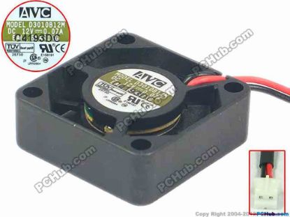 91298 AVC D3010B12M Server - Square Fan sq30x30x10, w175x2x2, 12V 0.07A AVC D3010B12M Server - Square Fan 