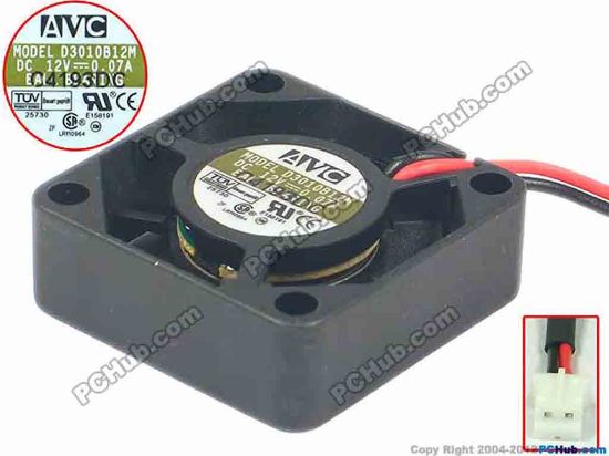 91298 AVC D3010B12M Server - Square Fan sq30x30x10, w175x2x2, 12V 0.07A AVC D3010B12M Server - Square Fan 