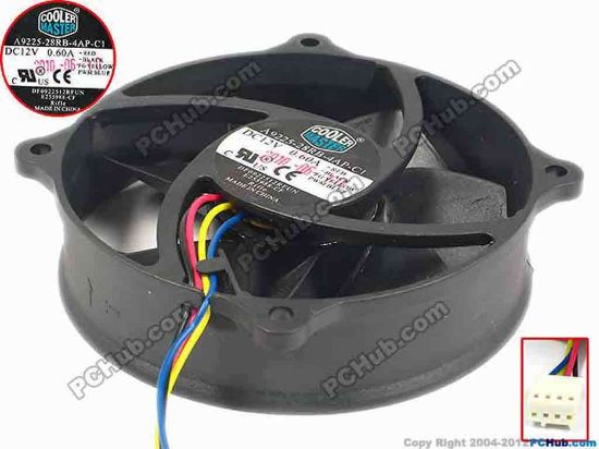 91317 Cooler Master A9225-28RB-4AP-C1 Server - Round Fan DF0922512RFUN, dia95x95x25, w190x4x4, 12V 0.60A Cooler Master A9225-28RB-4AP-C1 Server - Round Fan 