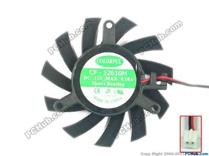 91339 COLORFUL CF-12610M Server - Frameless / GPU Fan dia60x60x10, w45x2x2, 12V 0.18A COLORFUL CF-12610M Server - Frameless / GPU Fan 