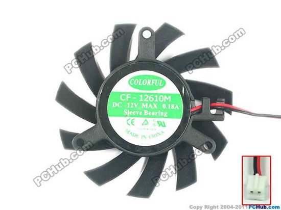 91339 COLORFUL CF-12610M Server - Frameless / GPU Fan dia60x60x10, w45x2x2, 12V 0.18A COLORFUL CF-12610M Server - Frameless / GPU Fan 