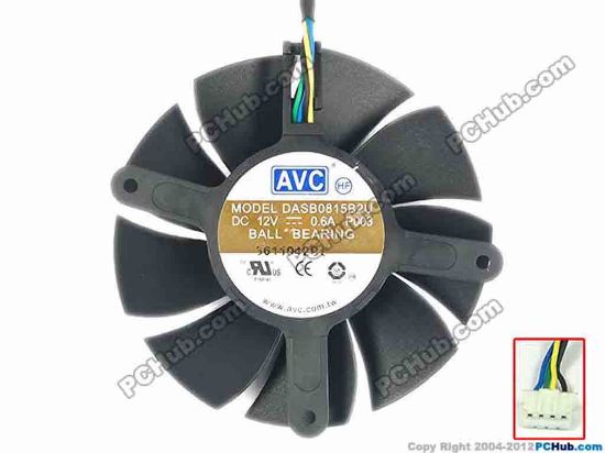 91362 AVC DASB0815B2U Server - Frameless / GPU Fan P003, dia75x15, w115x4x4, 12V 0.6A AVC DASB0815B2U Server - Frameless / GPU Fan