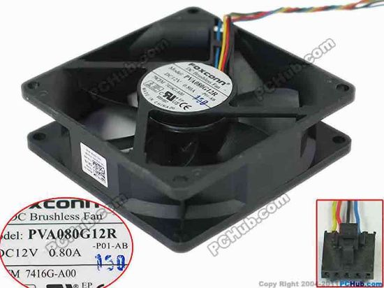 91487 Foxconn PVA080G12R Server - Square Fan -P01-AB, sq80x80x25, w60x4x5, 12V 0.8A Foxconn PVA080G12R Server - Square Fan