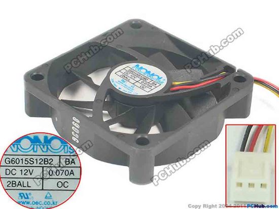 91497 NONOISE G6015S12B2 Server - Square Fan sq60x60x15, w120x3x3, 12V 0.07A NONOISE G6015S12B2 Server - Square Fan