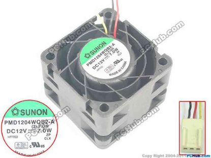 91620 SUNON PMD1204WQB2-A Server - Square Fan  (2).F.GN, sq40x40x28, w45x3x3, 12V 7.0W SUNON PMD1204WQB2-A Server - Square Fan 
