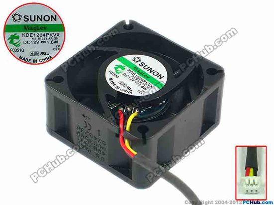 91640 SUNON KDE1204PKVX Server - Square Fan MS.B1338.AR.GN, sq40x40x20, w85x3x3, 12V 0.13A SUNON KDE1204PKVX Server - Square Fan 