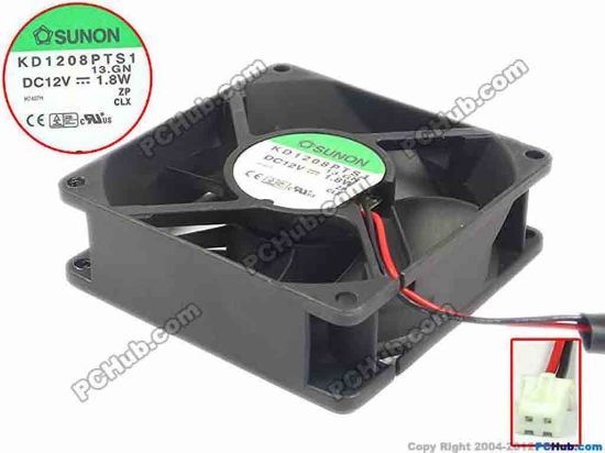 91641 SUNON KD1208PTS1 Server - Square Fan 13.GN, sq80x80x25, 2-wire, 12V 1.8W SUNON KD1208PTS1 Server - Square Fan