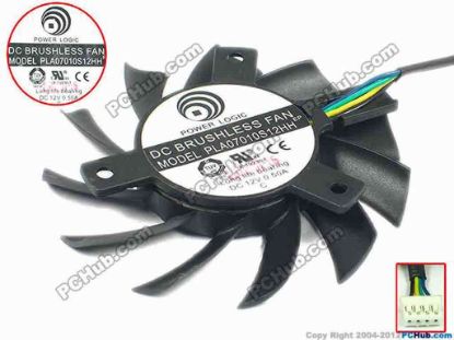 91661 Power Logic PLA07010S12HH Server - Frameless / GPU Fan 12V 0.50A, W30x4x4, D65x10, Black Power Logic PLA07010S12HH Server - Frameless / GPU Fan 