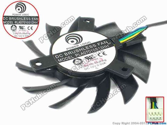 91661 Power Logic PLA07010S12HH Server - Frameless / GPU Fan 12V 0.50A, W30x4x4, D65x10, Black Power Logic PLA07010S12HH Server - Frameless / GPU Fan 