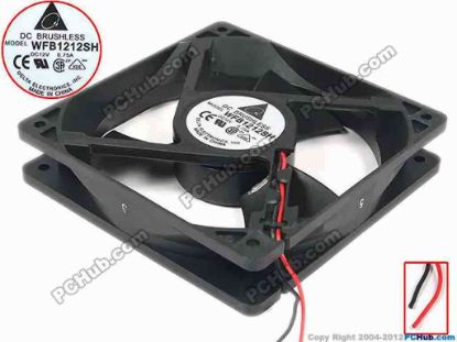91723 Delta Electronics WFB1212SH Server - Square Fan sq120x120x25, 2-wire, 12V 0.75A Delta Electronics WFB1212SH Server - Square Fan 