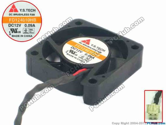 91772 Y.S TECH FD124010HB Server - Square Fan sq40x40x10, w130x2x2, 12V 0.09A Y.S TECH FD124010HB Server - Square Fan